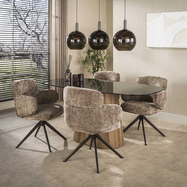 Chaise de salle à manger pivotante moderne en tissu (lot de 2) Lexy