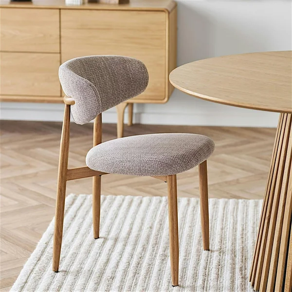 Chaise de salle à manger sable pieds effet bois clair (lot de 2) AMSTERDAM