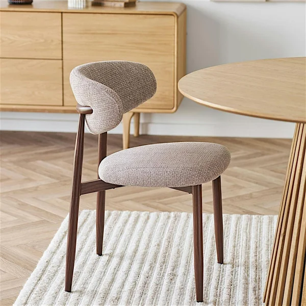 Chaise de salle à manger sable pieds effet bois foncé (lot de 2) AMSTERDAM