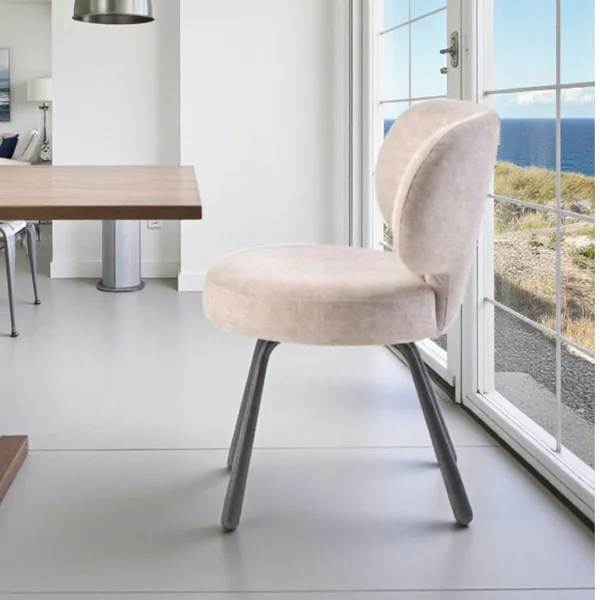 Chaise de salle à manger taupe, assise ronde (lot de 2) LIGURIE