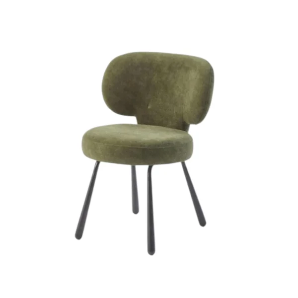 Chaise de salle à manger verte, assise ronde (lot de 2) LIGURIE