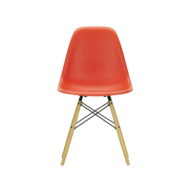 Chaise EAMES PLASTIC CHAIR DSW érable nuance de jaune Rouge coquelicot RE VITRA