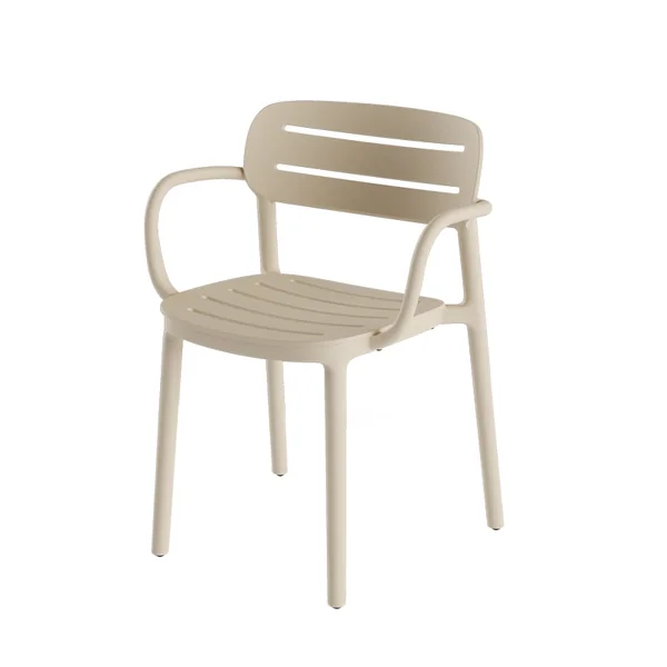Chaise extérieure CROISETTE avec accoudoirs Capuccino SERRALUNGA