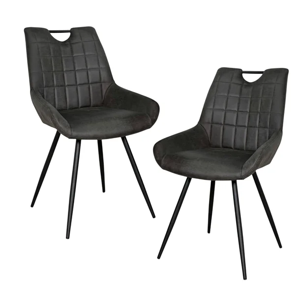 Chaise grise effet vieilli à poignée intégrée (lot de 2) MALMOE