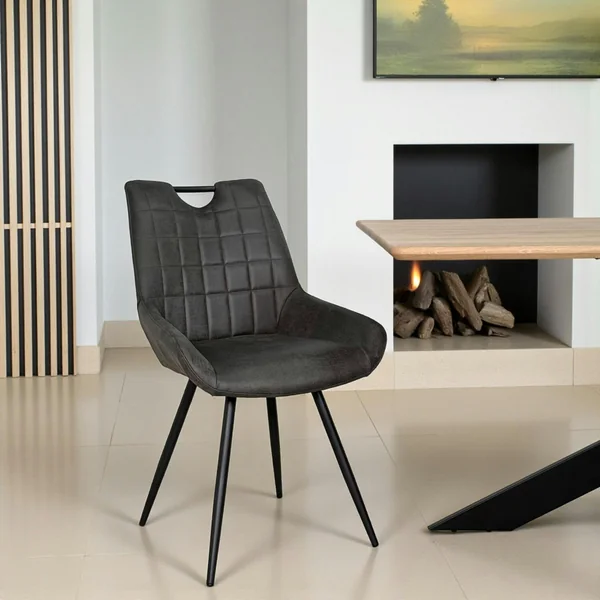 Chaise grise effet vieilli à poignée intégrée (lot de 2) MALMOE