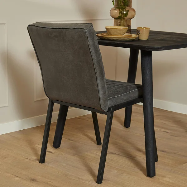 Chaise grise rembourrée à bandes (lot de 2) CORTINA