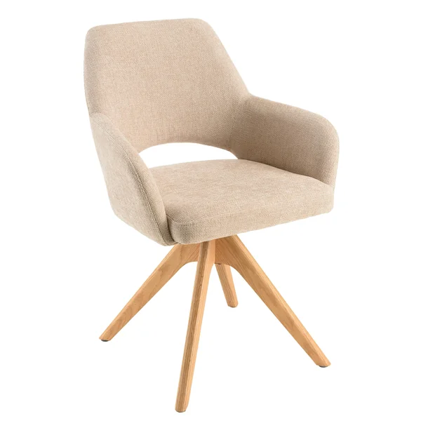 Chaise pivotante beige dossier droit - pieds bois LINEA