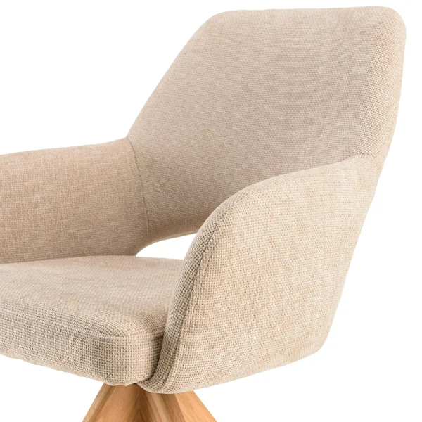 Chaise pivotante beige dossier droit - pieds bois LINEA