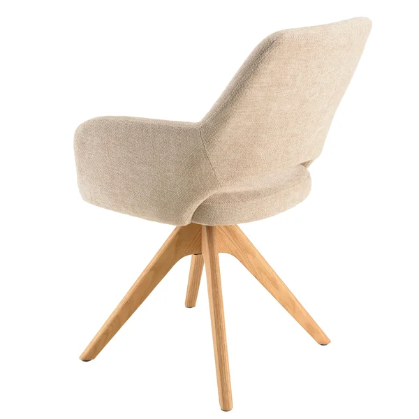 Chaise pivotante beige dossier droit - pieds bois LINEA