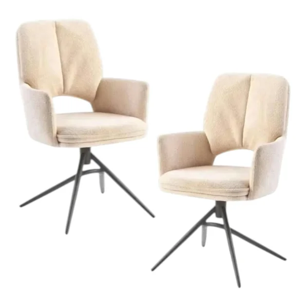 Chaise pivotante beige double coussinage (lot de 2) LIGURIE