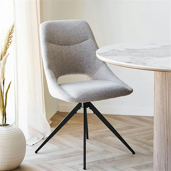 Chaise pivotante beige sable à dossier ouvert (lot de 2) BERLIN