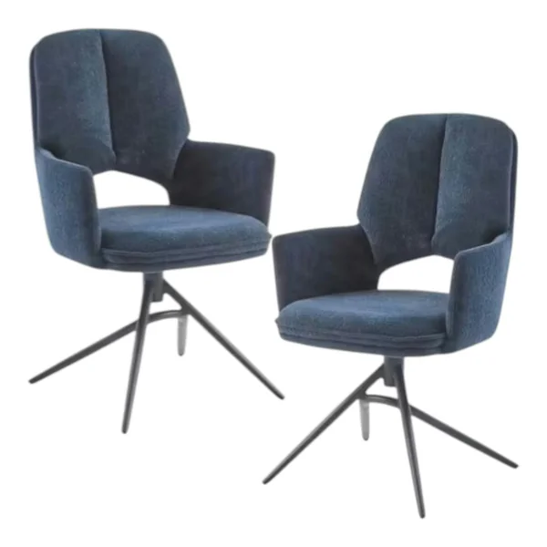 Chaise pivotante bleue double coussinage (lot de 2) LIGURIE