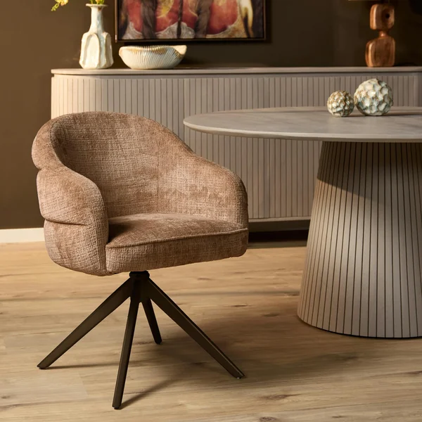 Chaise pivotante cannelle à dossier structuré (lot de 2) CORTINA