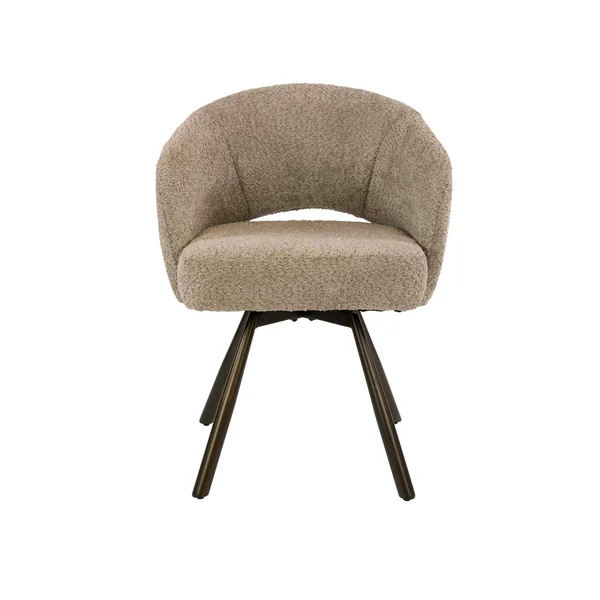Chaise pivotante en bouclette sable pieds bronze (x2) CREEK