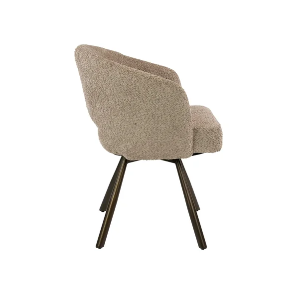 Chaise pivotante en bouclette sable pieds bronze (x2) CREEK
