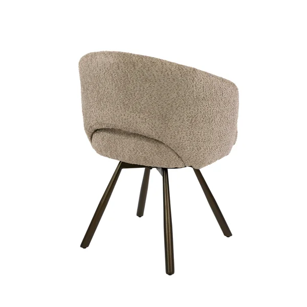 Chaise pivotante en bouclette sable pieds bronze (x2) CREEK
