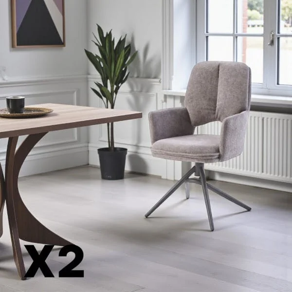 Chaise pivotante grise double coussinage (lot de 2) LIGURIE