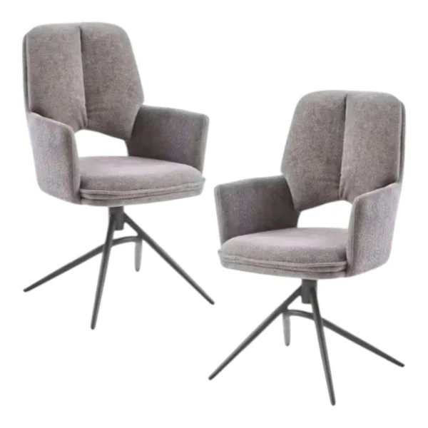 Chaise pivotante grise double coussinage (lot de 2) LIGURIE