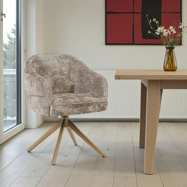 Chaise pivotante marron à dossier structuré (lot de 2) CORTINA