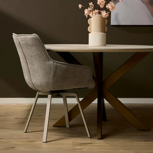 Chaise pivotante taupe à accoudoirs (lot de 2) CORTINA