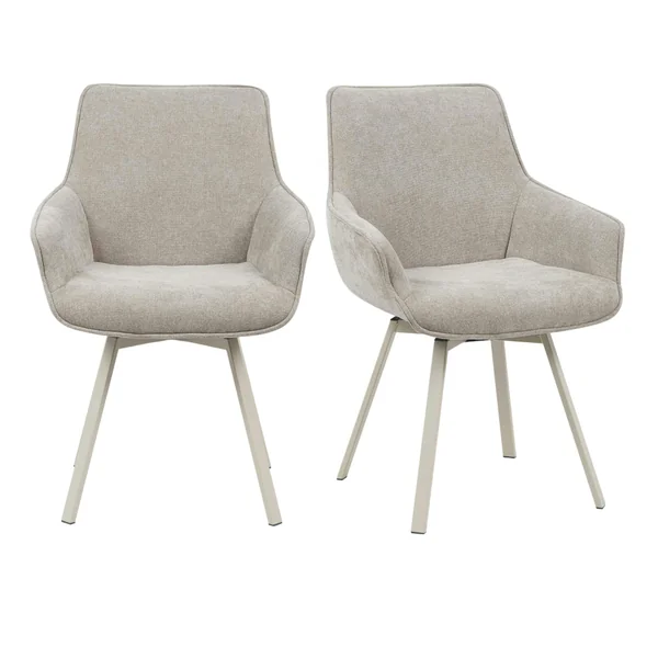 Chaise pivotante taupe à accoudoirs (lot de 2) CORTINA