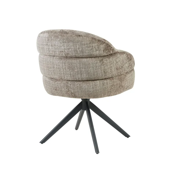 Chaise pivotante tissu marron chenille pied noir (x2) CORTINA