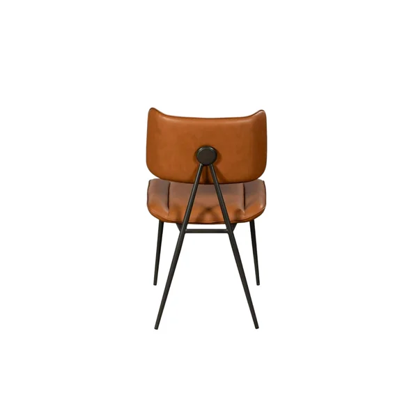 Chaise salle à manger camel, décor bouton métal (lot de 2) OKA