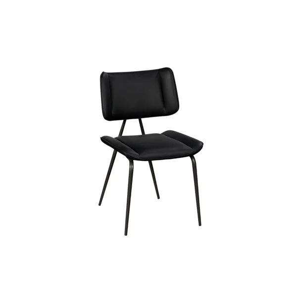Chaise salle à manger noire, décor bouton métal (lot de 2) OKA