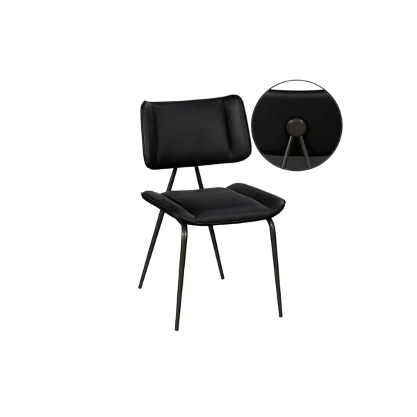 Chaise salle à manger noire, décor bouton métal (lot de 2) OKA