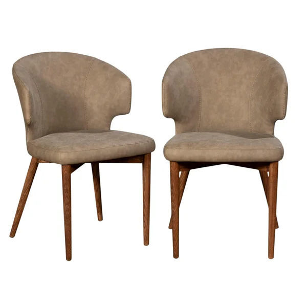 Chaise salle à manger taupe à pieds bois (lot de 2) KYOTO