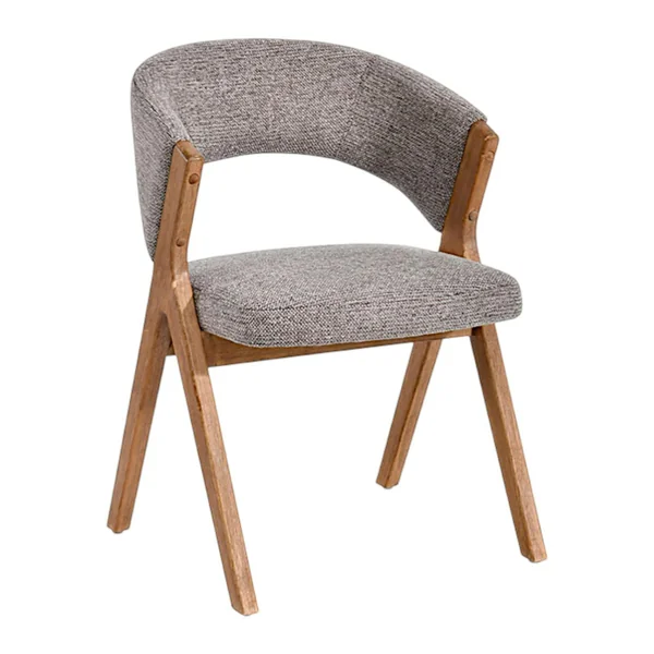 Chaise taupe bois et tissu, forme ronde (lot de 2) AGADE