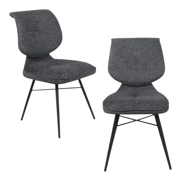 Chaise tissu gris foncé à dossier double (lot de 2) LIGURIE