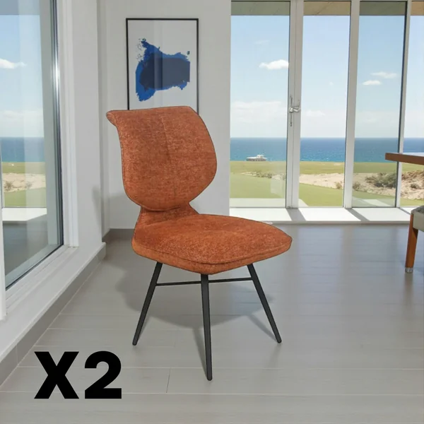 Chaise tissu rouille à dossier double (lot de 2) LIGURIE