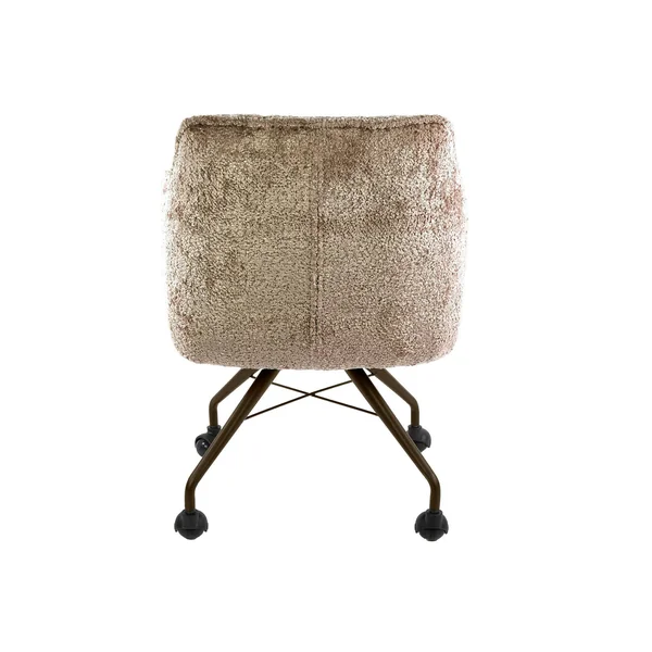 Chaise à roulettes sable tissu bouclette pied bronze (lot de 2) MELBOURNE