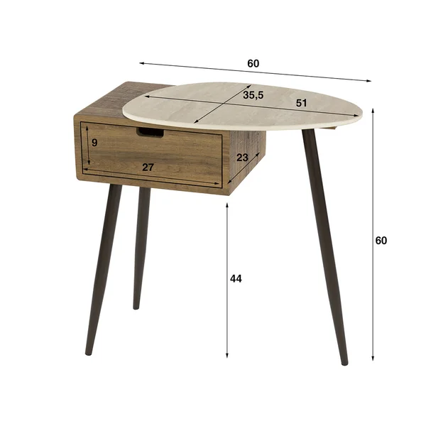 Chevet industriel bois et céramique aspect travertin Travis