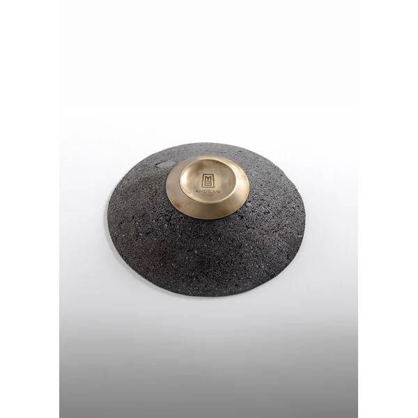 CHIMBORAZO Decorative Volcanic Stone Bowl with Aged Bronze Detail