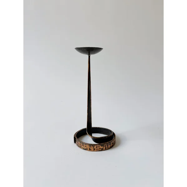 Coiled Metal Candleholder, Mid Century Poland