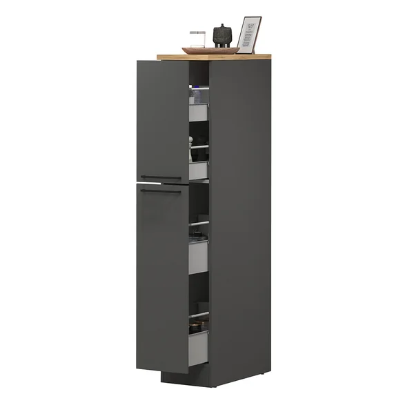 Colonne de cuisine 2 tiroirs anthracite mat/chêne wotan Solena
