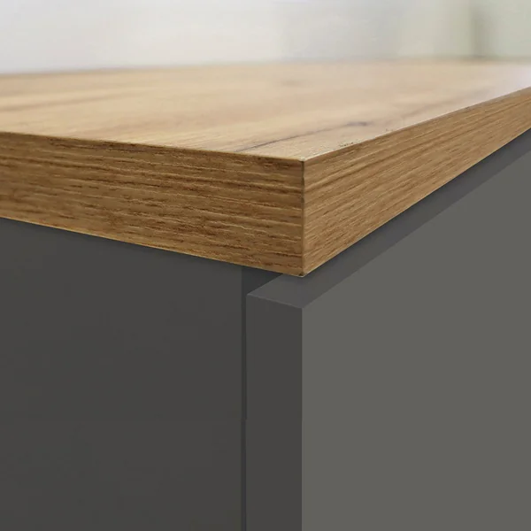 Colonne de cuisine 2 tiroirs anthracite mat/chêne wotan Solena