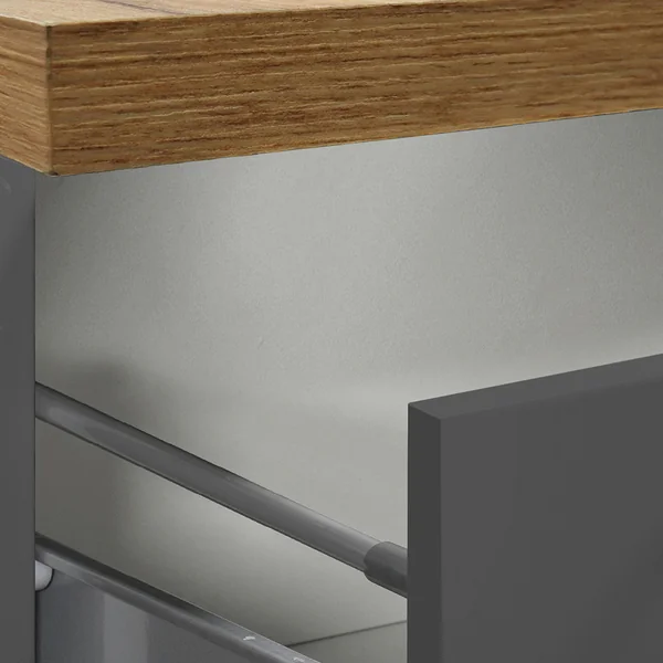 Colonne de cuisine 2 tiroirs anthracite mat/chêne wotan Solena