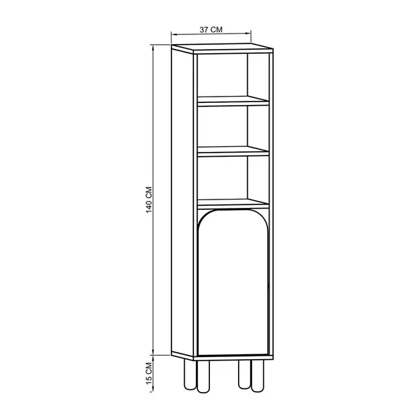 Colonne de rangement effet bois, 1 porte grise courbe VAREN