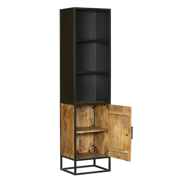 Colonne de salon bois et métal 1 porte ALMA