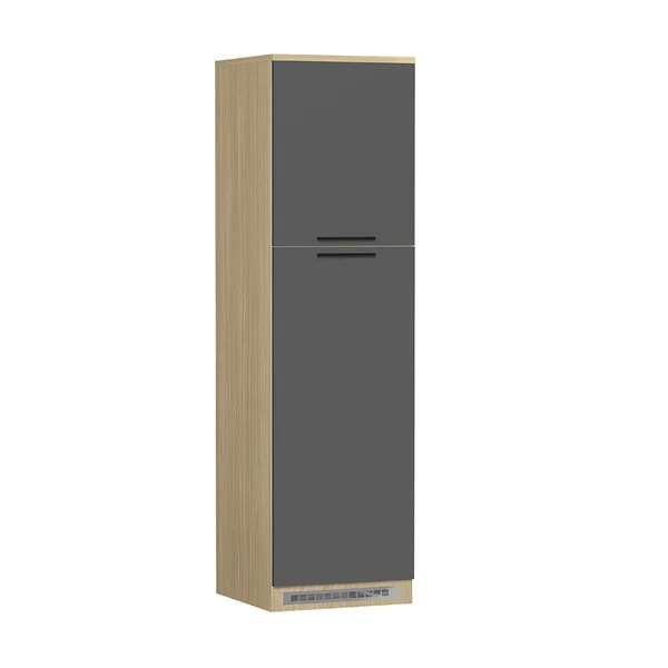 Colonne pour frigo encastrable anthracite mat/chêne Louna