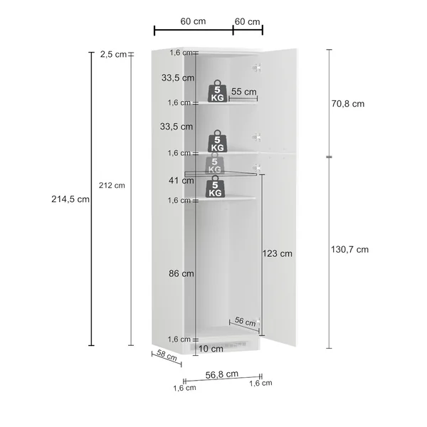 Colonne pour frigo encastrable anthracite mat/chêne Louna
