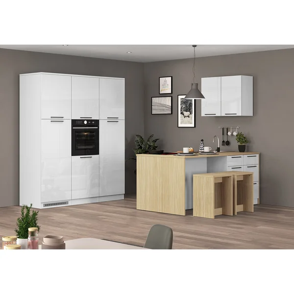 Colonne pour frigo encastrable blanc brillant Louna