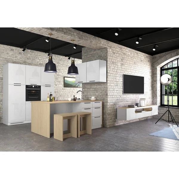 Colonne pour frigo encastrable blanc brillant Louna