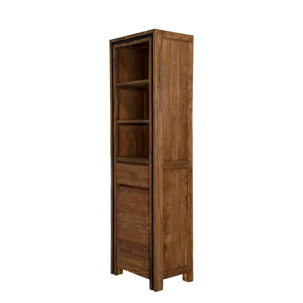 Colonne rangement en bois recyclé de teck 1 porte VADOD