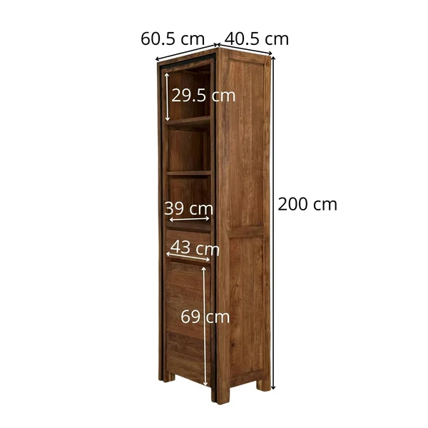 Colonne rangement en bois recyclé de teck 1 porte VADOD