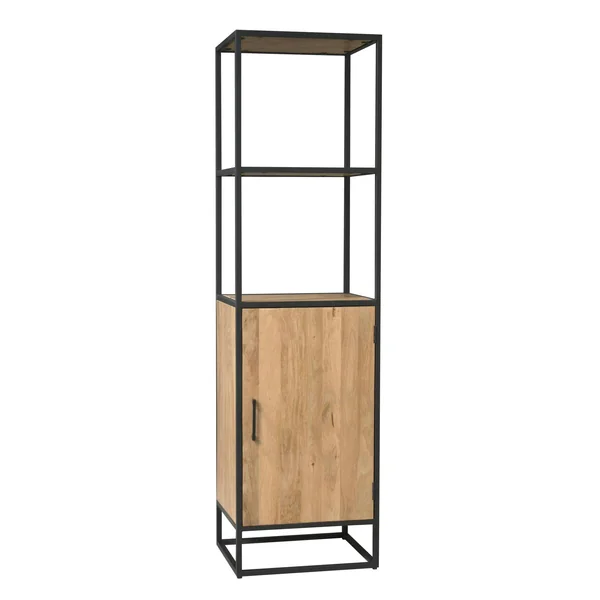 Colonne salon en bois clair 1 porte 2 plateaux RIVANO