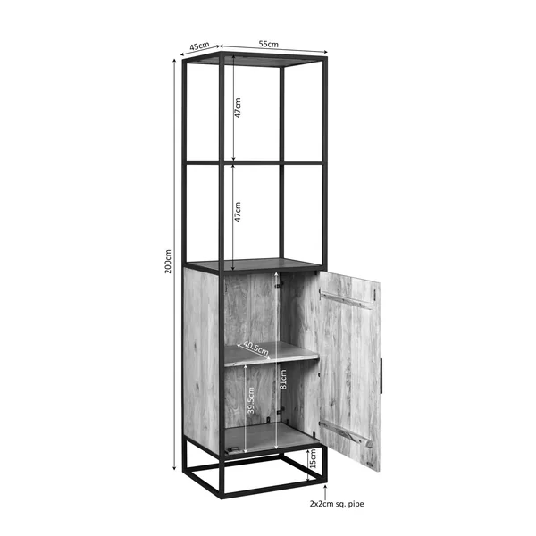 Colonne salon en bois clair 1 porte 2 plateaux RIVANO